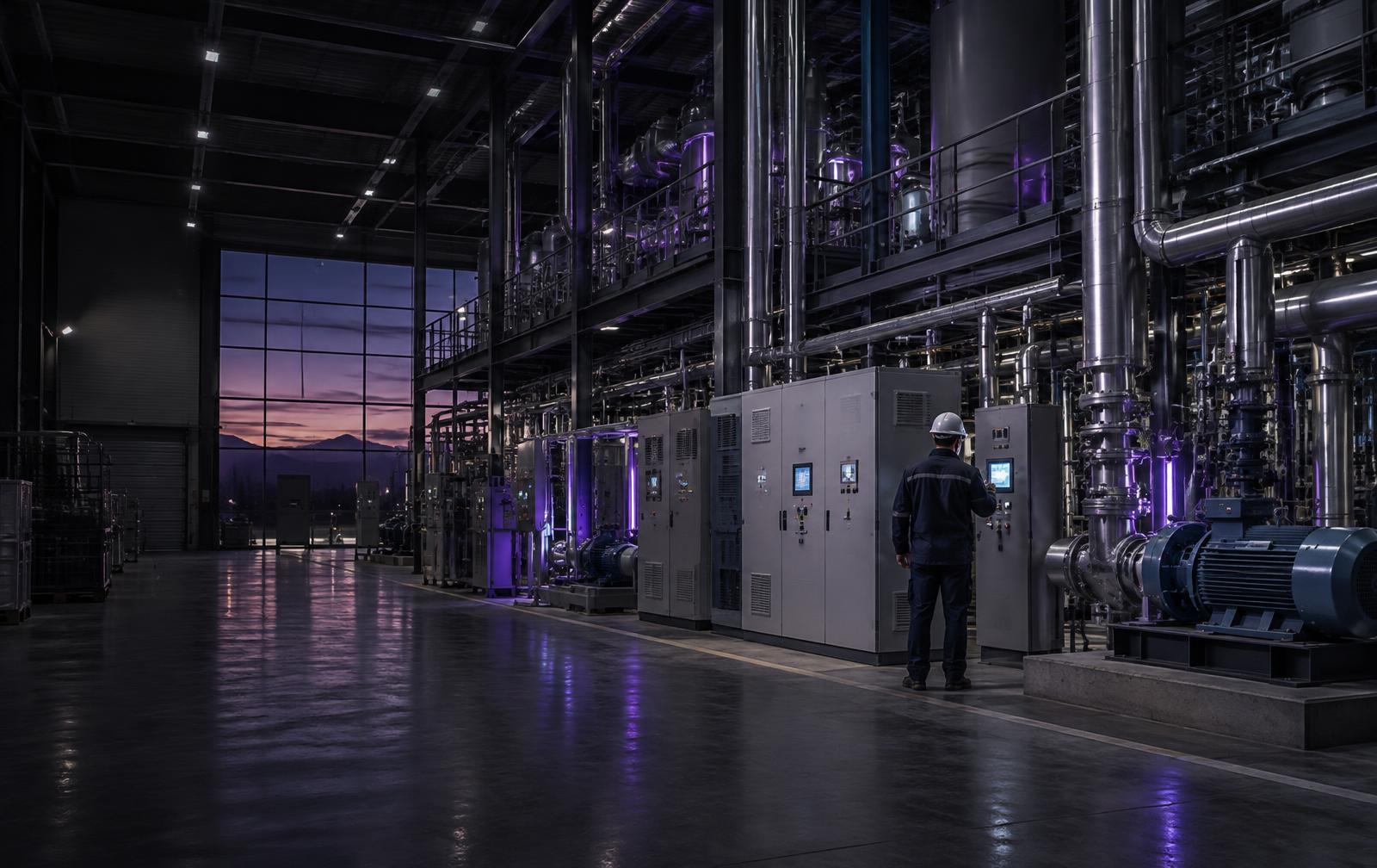 Engineer monitoring an industrial plant